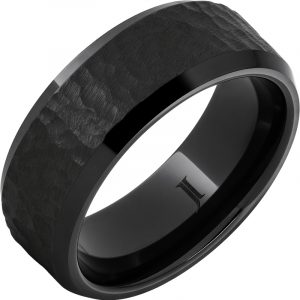 Black Diamond Ceramic Beveled Ring With Moon Crater Finish