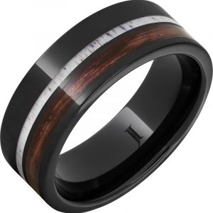 Barrel Aged™ Black Diamond Ceramic™ Ring with Cabernet Wood and Antler Inlays