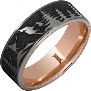 Hidden Gold™ 10k Inlay Rugged Tungsten™ Mountain Pine Forest Ring