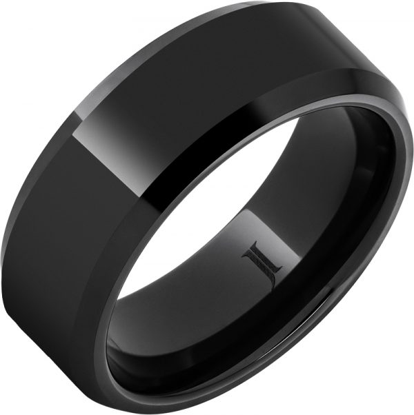 RMCA004523 Jewelry Innovations Black Diamond Ceramic beveled ring