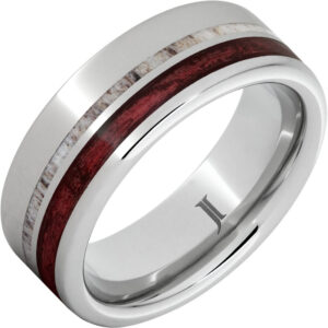 Barrel Aged™ Serinium® Ring with Cabernet Wood and Antler Inlays