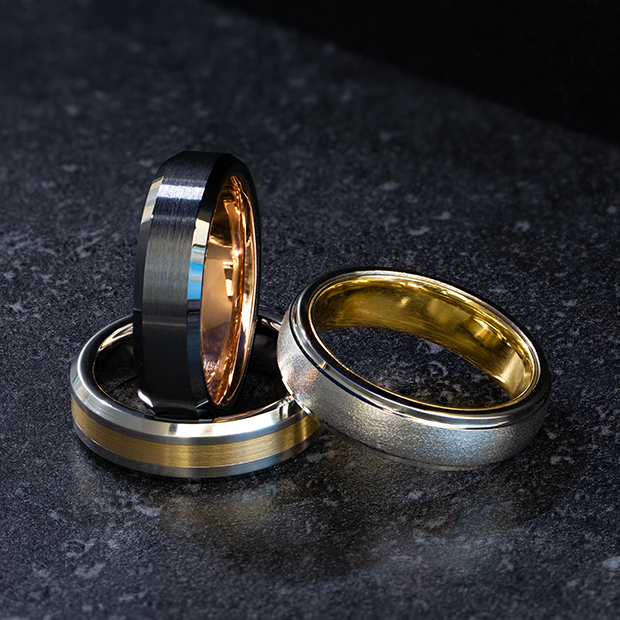 Three hidden gold custom handcrafted wedding rings