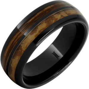 Double Corona - Black Diamond Ceramic™ Bourbon and Natural Cigar Inlay Ring