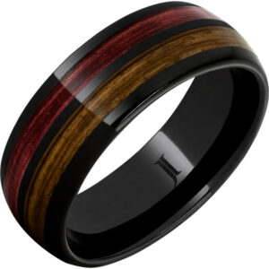 Double Barrel - Barrel Aged™ Black Diamond Ceramic™ Ring with Bourbon and Cabernet Inlays
