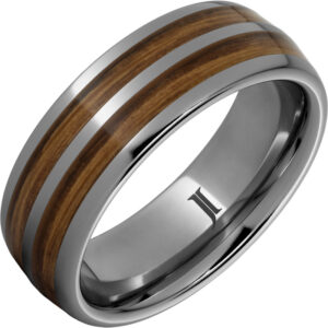 Double Barrel - Barrel Aged™ Rugged Tungsten™ Dome Ring with Bourbon Inlays
