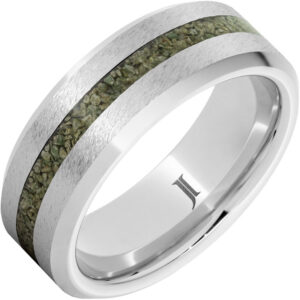 Serinium® Ring with Rare Green Fossil Dinosaur Bone Inlay