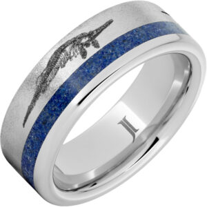 Monsters Of The Deep - Serinium® Ring with Lapis Inlay and Prehistoric Sea Predators Engraving
