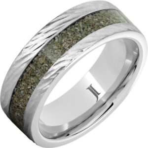 Serinium® Ring with Green Dinosaur Bone Inlay
