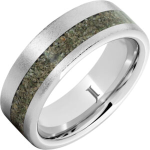 Serinium® Ring with Green Dinosaur Bone Inlay and Stone Finish