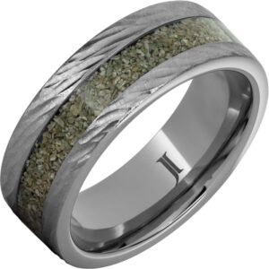 Rugged Tungsten™ Ring with Green Dinosaur Bone Inlay