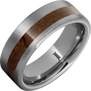 Rugged Tungsten™ Ring with Crimson Fossil Dinosaur Bone Inlay