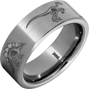 Rugged Tungsten™ Dinosaur Fossil Skeleton Engraved Ring