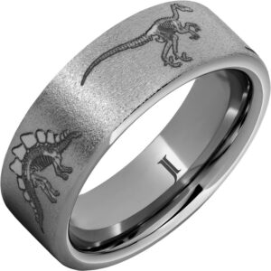 Rugged Tungsten™ Dinosaur Fossil Skeleton Engraved Ring