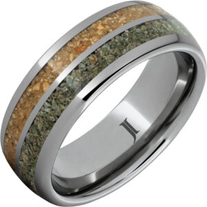 Rugged Tungsten™ Dual Dinosaur Bone Inlay Ring
