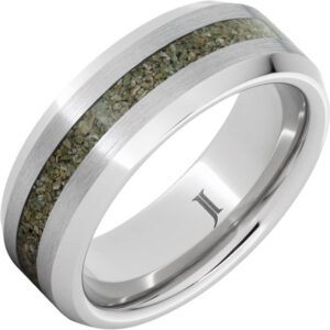 Serinium® Ring with Rare Green Fossil Dinosaur Bone Inlay