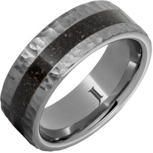 Rugged Tungsten™ Ring with Grey Dinosaur Bone Inlay
