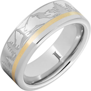 Serinium® Ring With 14K Gold Inlay and Mountain Pine Forest Engraving