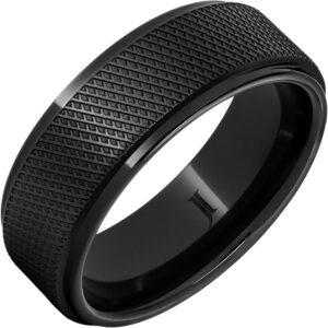 The Biscuit - Hockey Puck Laser Carved Ring in Black Diamond Ceramic™