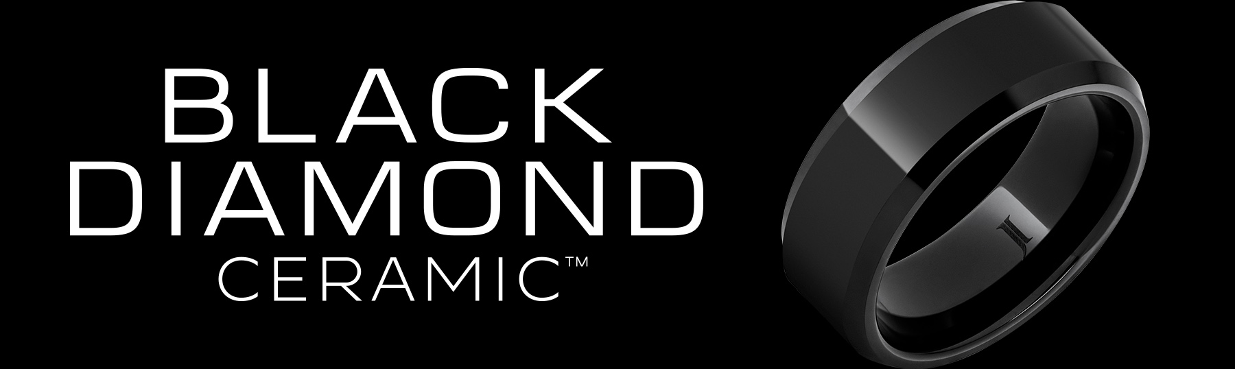 black diamond ceramic logo and image of a black diamond ceramic ring