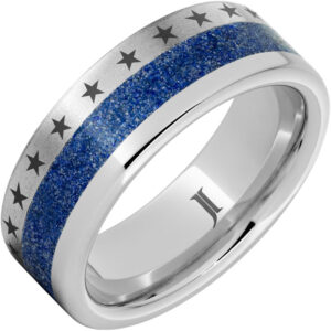 Blue Stars - Serinium® Ring with American Flag Stars and Lapis Inlay